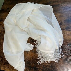 Vintage Sequin Fringed Sheer Wrap Shawl Scarf Prom